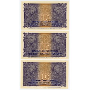 Czechoslovakia Ivancice 3 x 10 Korun 1919 (2022) 140 years Maria Mucha With Consectuve Numbers
