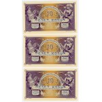 Czechoslovakia Ivancice 3 x 10 Korun 1919 (2022) 140 years Maria Mucha With Consectuve Numbers