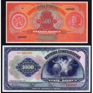 Czechoslovakia 500 - 1000 Korun 1929 - 1932