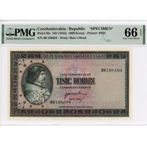 Czechoslovakia 1000 Korun 1945 (ND) Specimen PMG 66