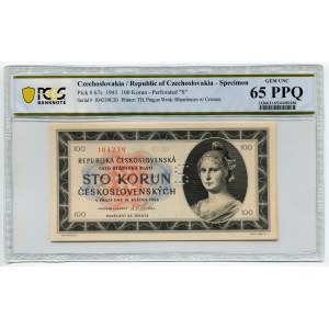 Czechoslovakia 100 Korun 1945 Specimen PCGS 65