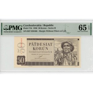 Czechoslovakia 50 Korun 1950 PMG 65