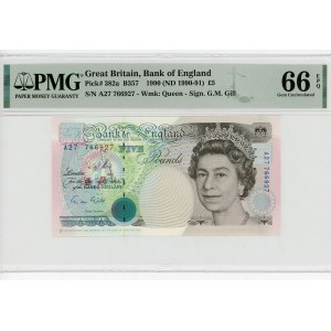 Great Britain 5 Pounds 1990 - 1991 (ND) PMG 66