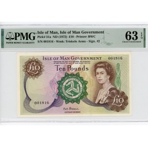 Isle of Man 10 Pounds 1972 (ND) PMG 63