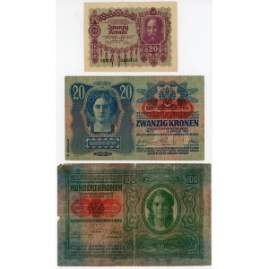 Austria 2 x 20 & 100 Kronen 1913 - 1922 (ND)