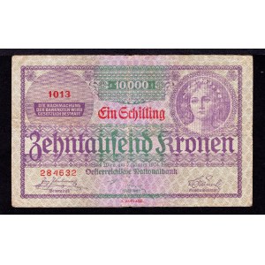 Austria 1 Shilling on 10000 Kronen 1924