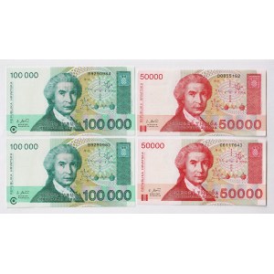 Croatia 2 x 50000 & 100000 Dinara 1993