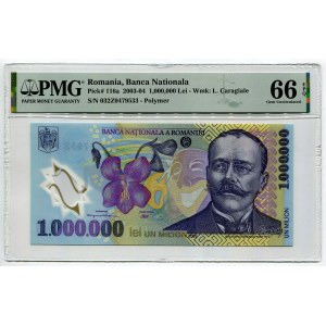 Romania 1000000 Lei 2003 - 2004 PMG 66