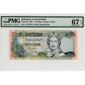 Bahamas 1/2 Dollar 2001 PMG 67