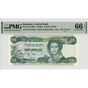 Bahamas 1 Dollar 2002 PMG 66