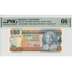 Barbados 50 Dollars 1999 (ND) PMG 66