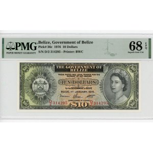 Belize 10 Dollars 1976 PMG 68