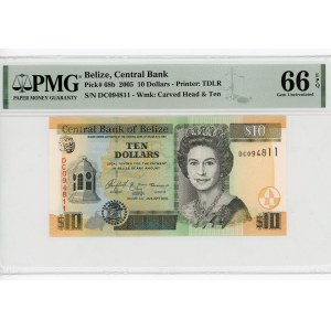 Belize 10 Dollars 2005 PMG 66