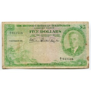 British Caribbean Territories 5 Dollars 1951