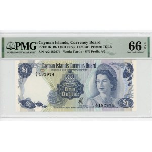 Cayman Islands 1 Dollar 1971 (1972) (ND) PMG 66