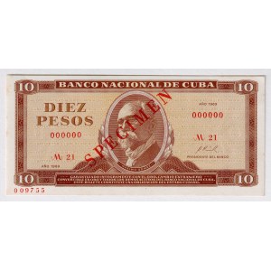 Cuba 10 Pesos 1969 Specimen