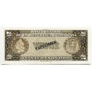Dominican Republic 20 Pesos Oro 1975 Specimen