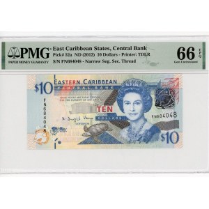 East Caribbean States 10 Dollars 2012 (ND) PMG 66