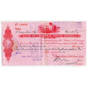 Brazil Bahia (Salvador) 1423 93/100 Pesetas 1926 Bank of London and South America