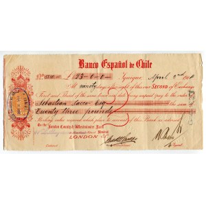 Chile Iquique 23 Pounds 1914 Banco Espanol de Chile