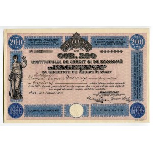 Romania Faget 200 Corona 1904 Institutl de credit and economii Fagetana
