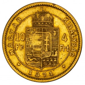 House of Habsburg - Franz Joseph I. (1848-1916) 4 Forint / Gulden 1871 KB