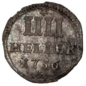 German States - HESSEN-KASSEL, LANDGRAFSCHAFT. Wilhelm VIII., 1751-1760 4 Heller 1756 Kassel