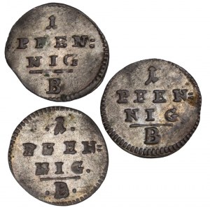 German States - Kurfürstentum. Friedrich Wilhelm III., 1797-1840. Lot von 3 Stück: 1 Pfennig Bayreuth, für Ansbach-Bayreuth