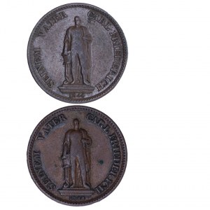 German States - Leopold 1830-1852. Cu-Gedenkkreuzer 1844 Denkmal Carl Friedrich - Pair