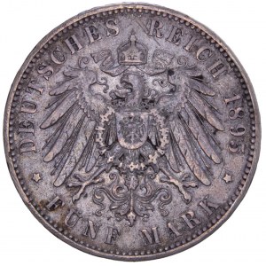 German States - SACHSEN - Albert, 1873-1902. 5 Mark 1895 E