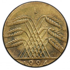 Germany - Weimar Republic, 50 pfennig, 1924-E - mint error