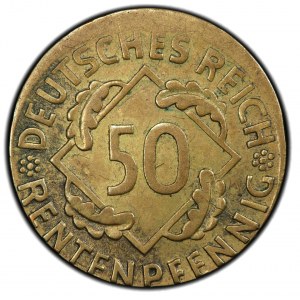 Germany - Weimar Republic, 50 pfennig, 1924-E - mint error