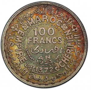 MOROCCO - Mohammed V, 1927-1962, AR 100 francs, 1953/AH1372