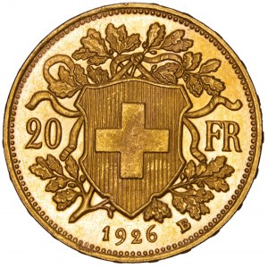 Switzerland - 20 Franken 1926 B, Bern. Vreneli