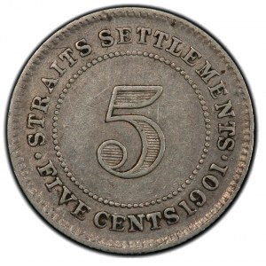 United Kingdom - Straits Settlements - 5 Cents 1901 London Mint. Victoria.