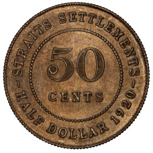 United Kingdom - Straits Settlements - George V, 1910-1936, AR 50 cents, 1920