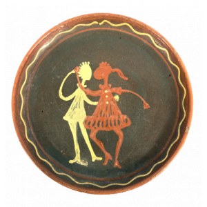 Ceramic platter Dancing couple, Lysa Gora Kamionka Cooperative, Boleslaw Ksiazek, 1960s/70s.