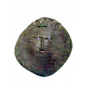 Ceramic mask/relief, signed MB, Poland, 1988
