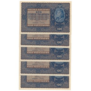 100 marek 1919 - 5 sztuk z numerami po kolei -