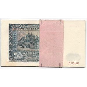 50 złotych 1941 - D - pełna paczka bankowa 20 sztuk z numerami po kolei