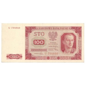 100 złotych 1948 - U - 6 cyfr, ilustrowany w katalogu Cz. Miłczaka