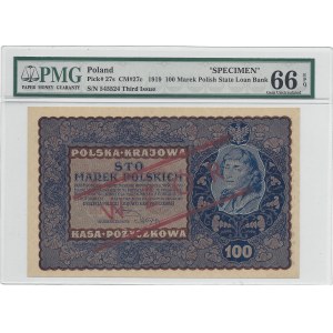 100 marek 1919 - fałszywy nadruk WZÓR PMG 66 EPQ