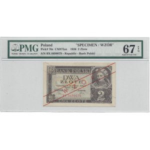 2 złote 1936 - BX - fałszywy nadruk WZÓR - PMG 67 EPQ