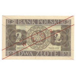 2 złote 1936 - BX - fałszywy nadruk - WZÓR banknot z kolekcji LUCOW