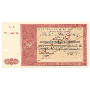 Bilet Skarbowy 5.000 złotych 1947 - D - III emisja - WZÓR