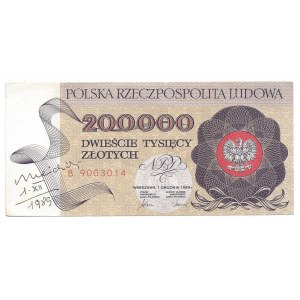 200.000 złotych 1989 - B - Heidrich - autograf autora projektu - RZADKOŚĆ
