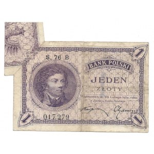 1 złoty 1919 - S.76 B - wada druku oraz cięcia -