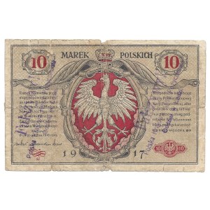 10 marek polskich 1916 - fałszerstwo - wyłapany - ostemplowany
