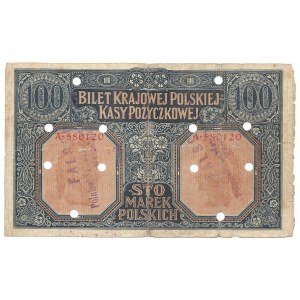 100 marek 1916 - jenerał - fałszerstwo - wyłapany - ostemplowany