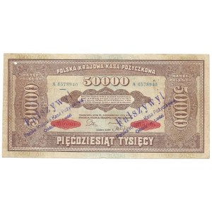 50.000 marek 1922 - A - fałszerstwo - ostemplowany - z podpisem